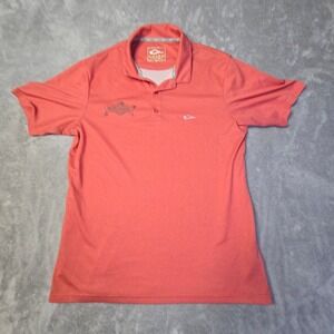 Drake Waterfowl Polo Shirt Men M Coral Sweetwater Brewing Performance Outdoor